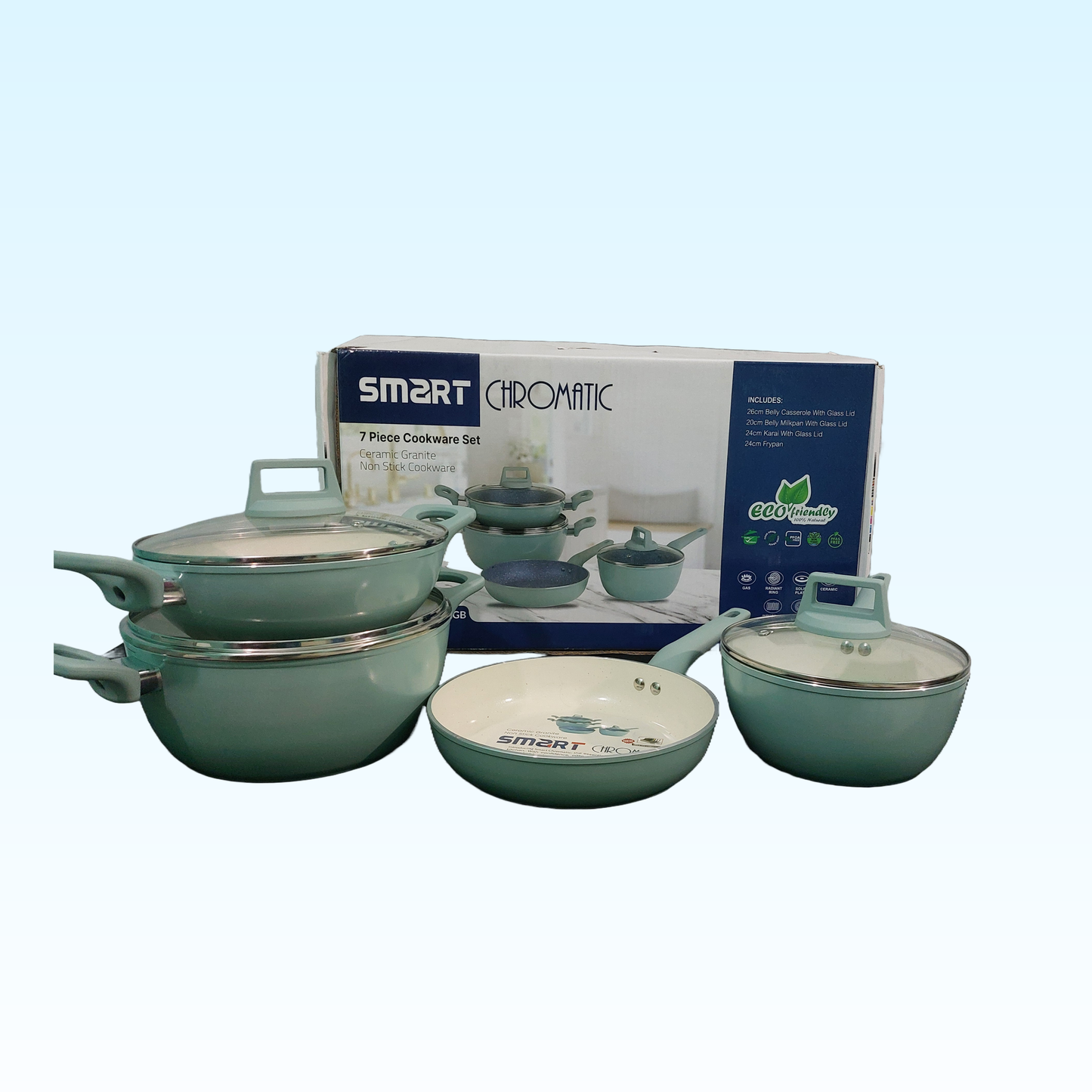 SMART Ceramic Coating Gift Box - 7 in 1 Non Stick Cookware Set (Induction Bottom)