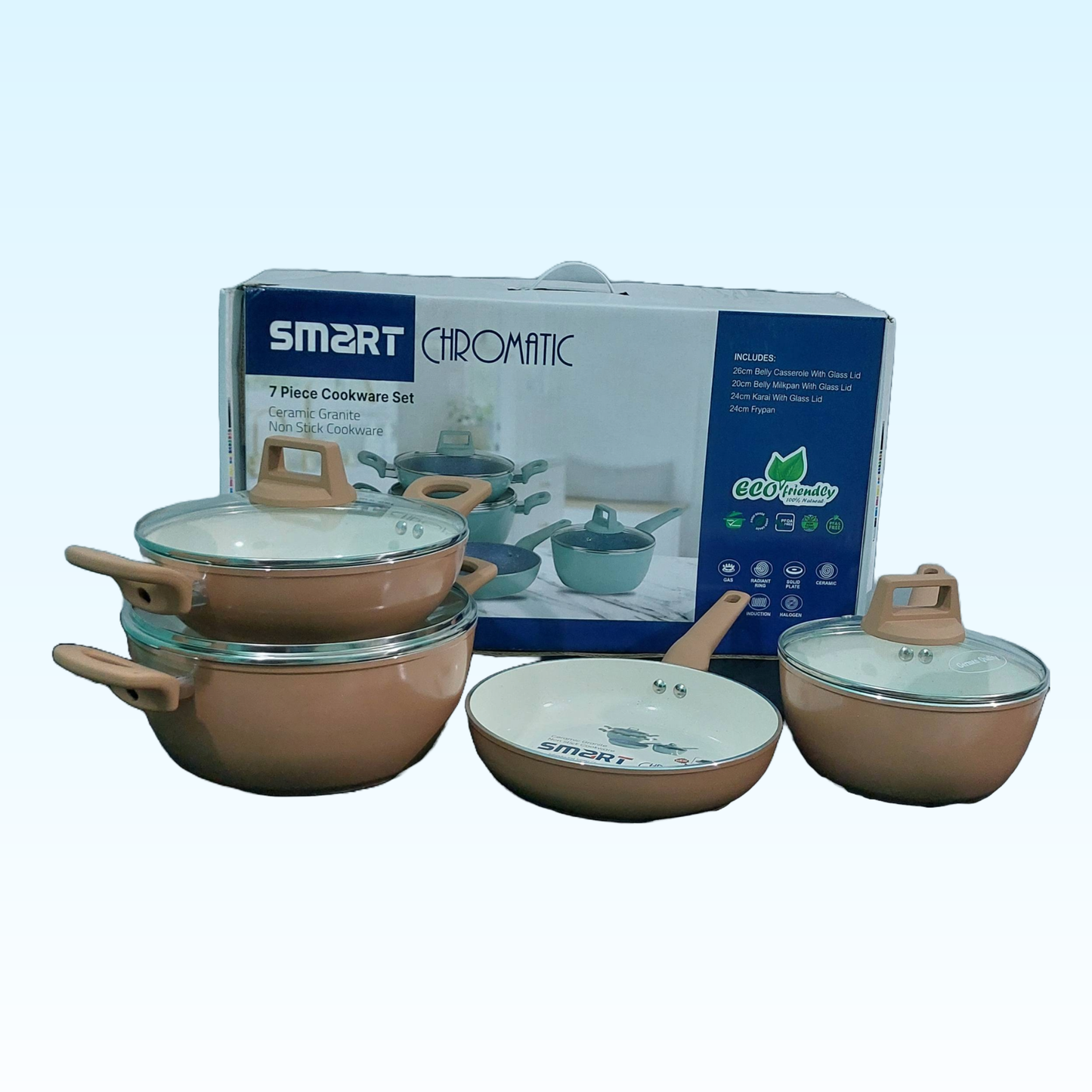 SMART Ceramic Coating Gift Box - 7 in 1 Non Stick Cookware Set (Induction Bottom)